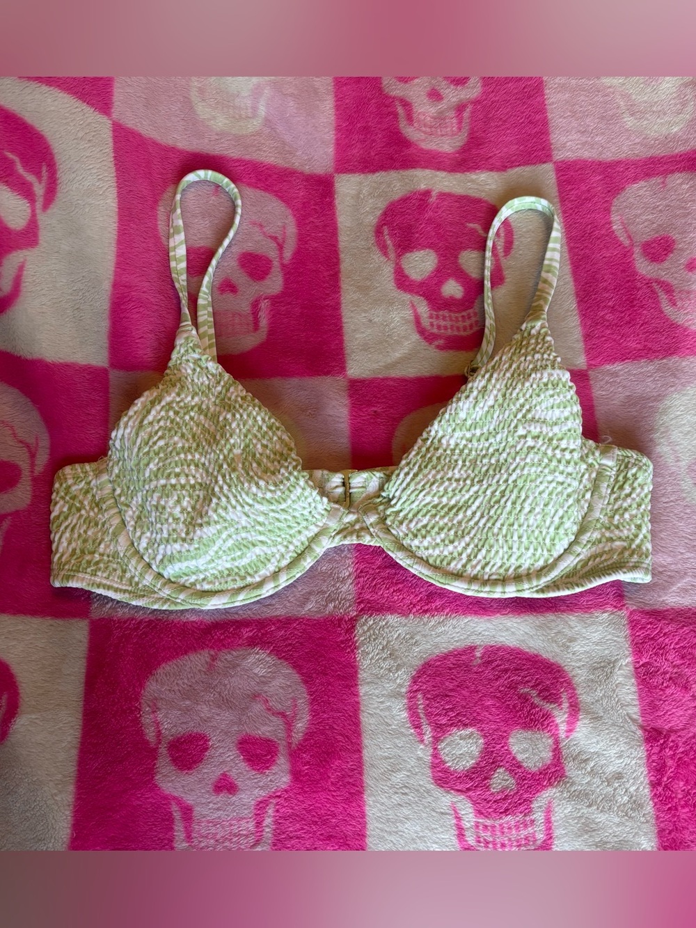 Hollister Light Green Textured Underwire Swim Bikini Top